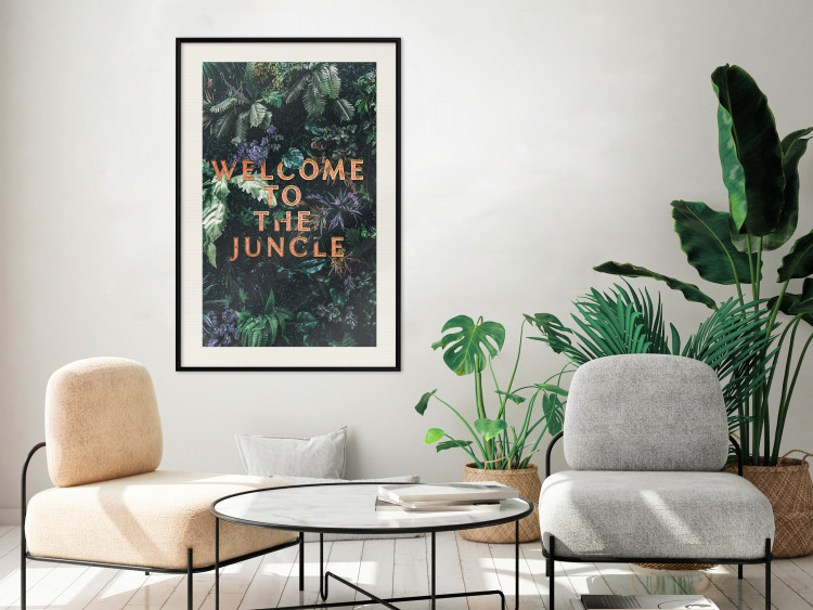 Poster Welcome to the Jungle - red English inscription on a jungle background 128815 additionalImage 20