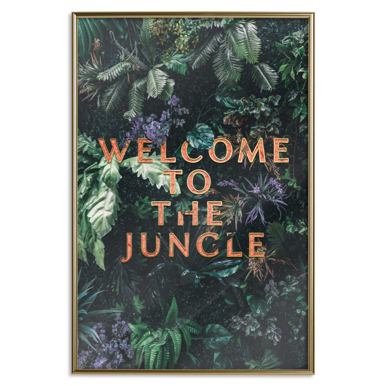 Poster Welcome to the Jungle - red English inscription on a jungle background 128815 additionalImage 19
