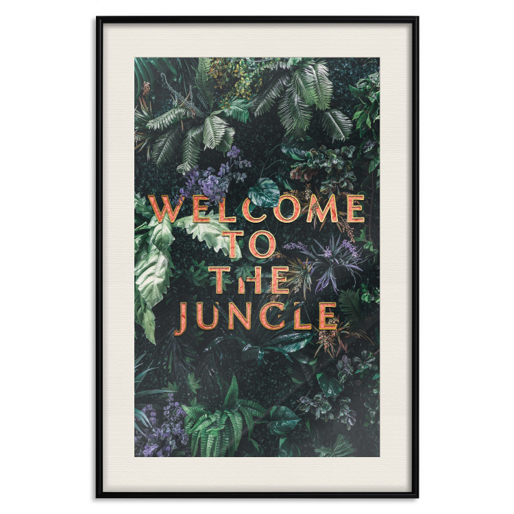 Poster Welcome to the Jungle - red English inscription on a jungle background 128815 additionalImage 24