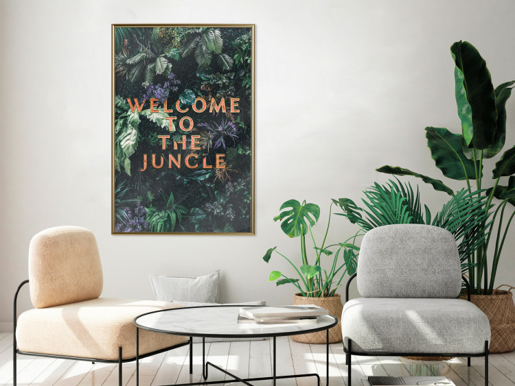 Poster Welcome to the Jungle - red English inscription on a jungle background 128815 additionalImage 7