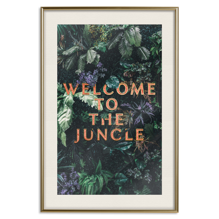 Poster Welcome to the Jungle - red English inscription on a jungle background 128815 additionalImage 23