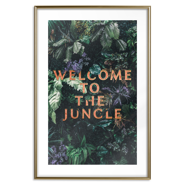 Poster Welcome to the Jungle - red English inscription on a jungle background 128815 additionalImage 19