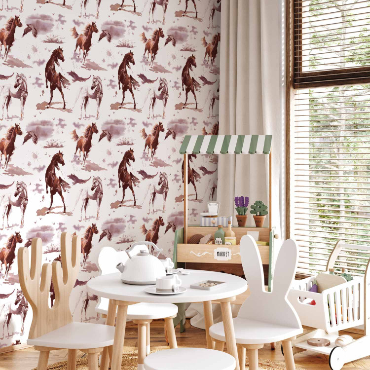 Modern Wallpaper Watercolor Horses 129015 additionalImage 5