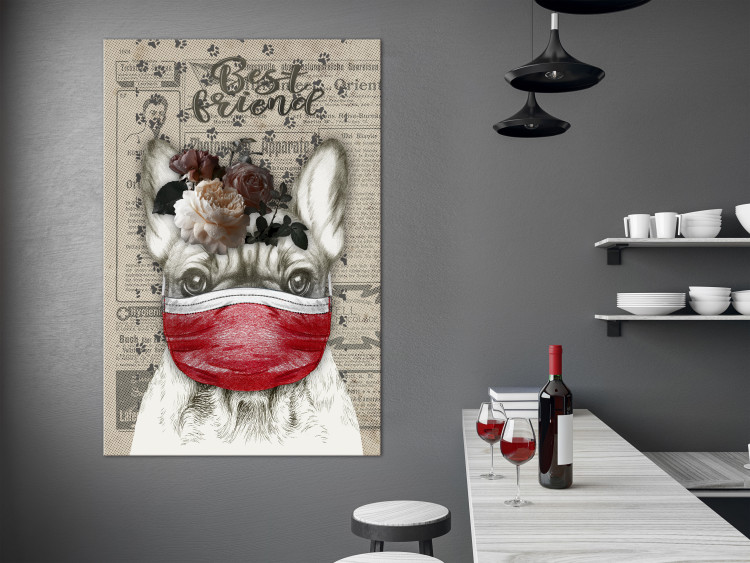 Canvas Print Rufio (1-part) vertical - abstract playful dog with flowers 129115 additionalImage 3