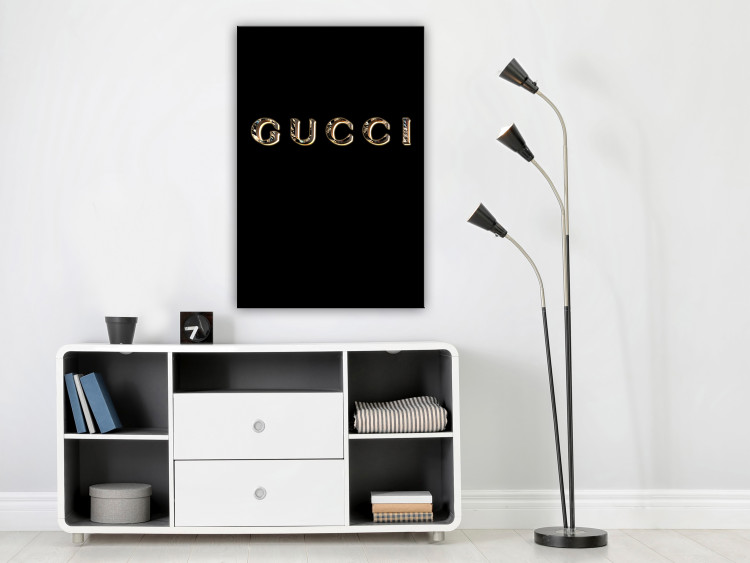 Canvas Gucci (1-piece) Vertical - golden fashion brand name on black background 130315 additionalImage 3