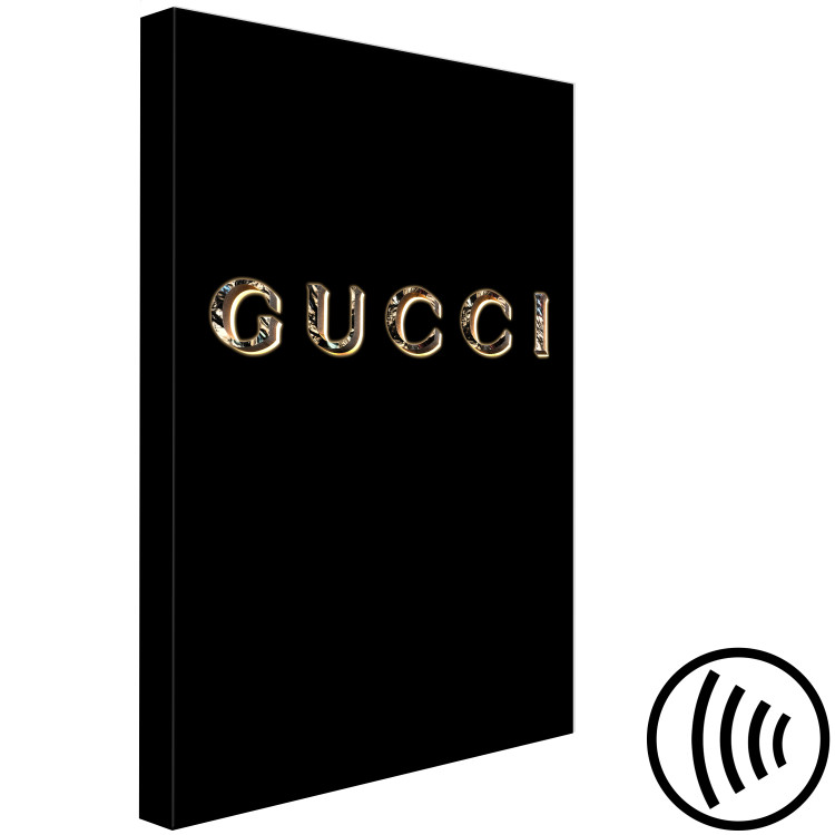 Canvas Gucci (1-piece) Vertical - golden fashion brand name on black background 130315 additionalImage 6