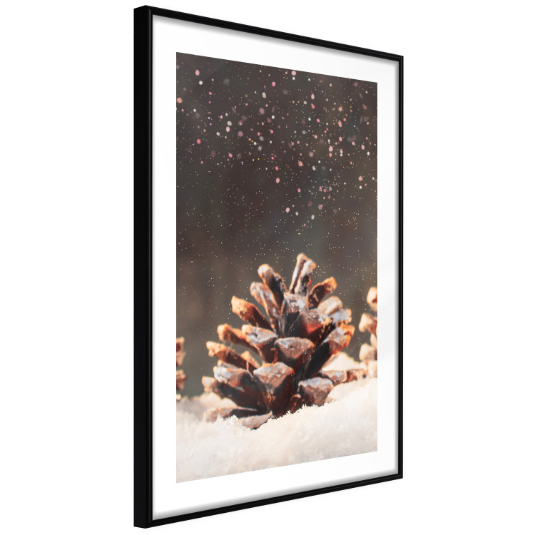 Poster Winter Pinecone - composition of a wintry scene with falling snow 131915 additionalImage 6