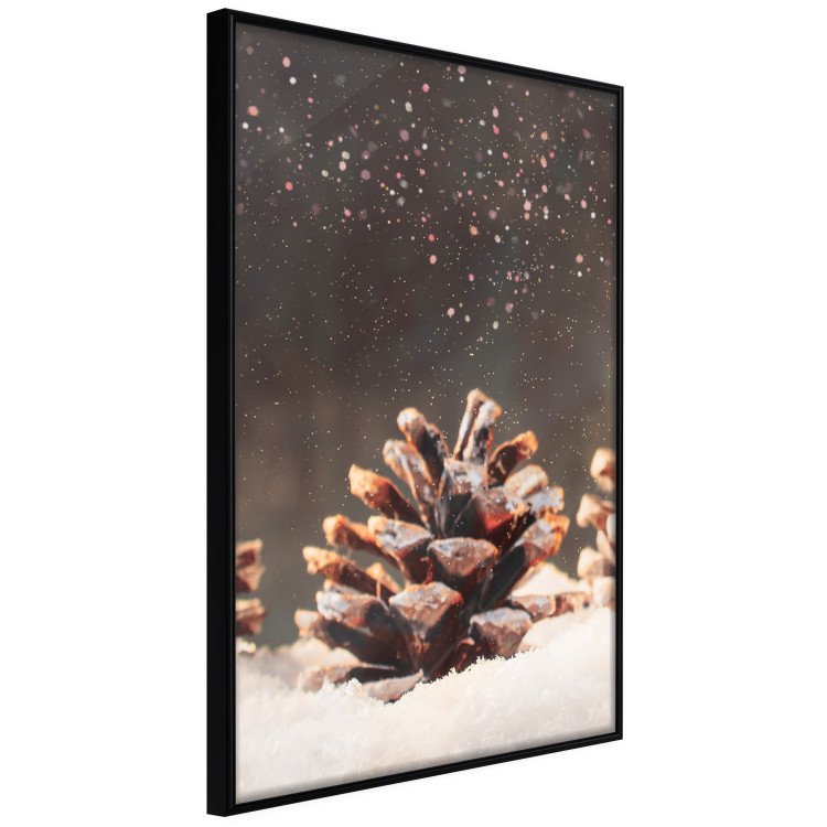Poster Winter Pinecone - composition of a wintry scene with falling snow 131915 additionalImage 13