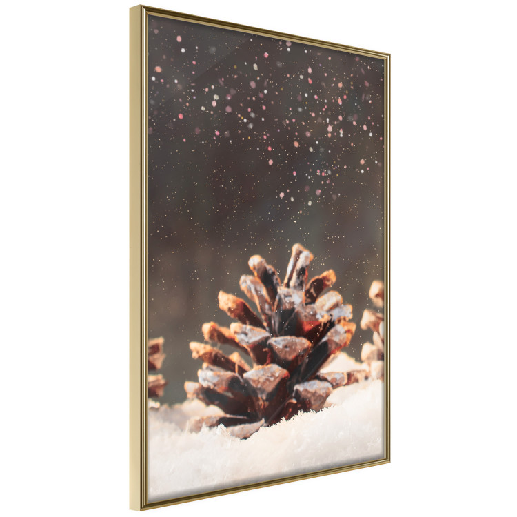 Poster Winter Pinecone - composition of a wintry scene with falling snow 131915 additionalImage 12
