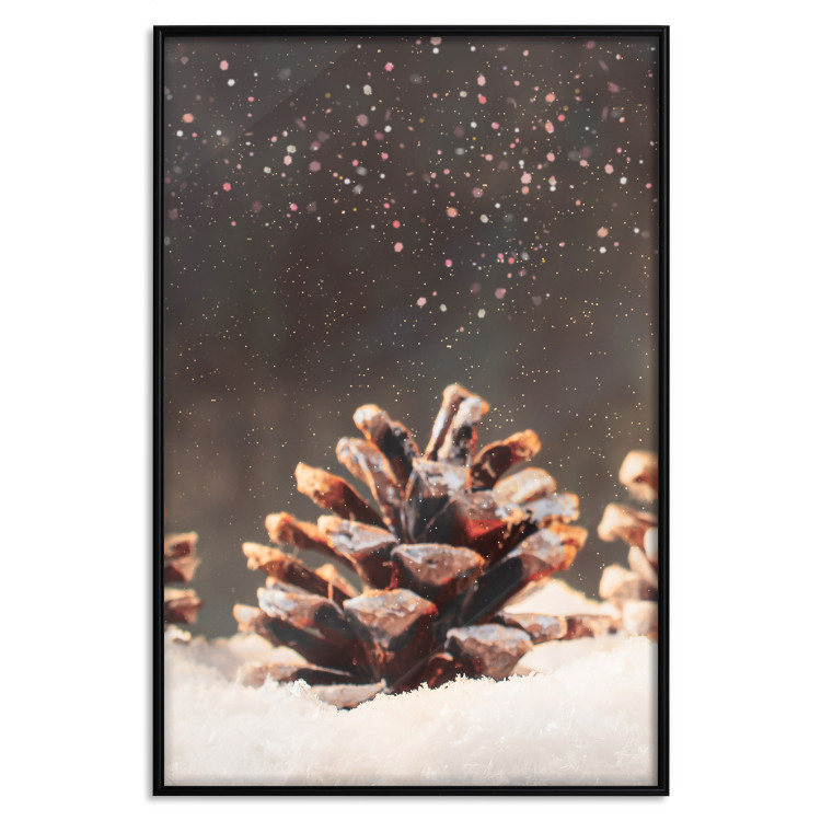 Poster Winter Pinecone - composition of a wintry scene with falling snow 131915 additionalImage 20