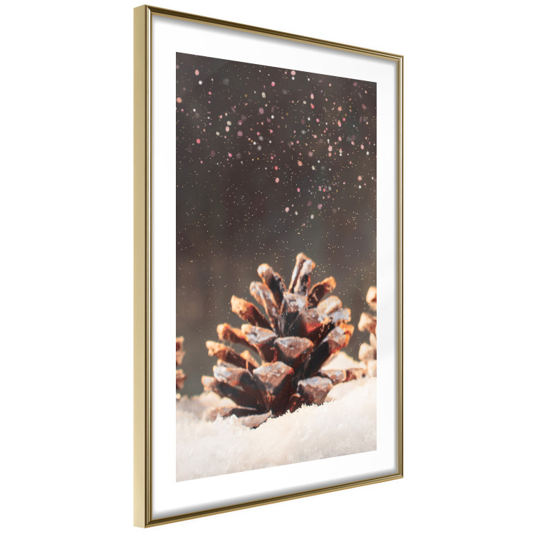 Poster Winter Pinecone - composition of a wintry scene with falling snow 131915 additionalImage 9