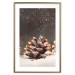 Poster Winter Pinecone - composition of a wintry scene with falling snow 131915 additionalThumb 17