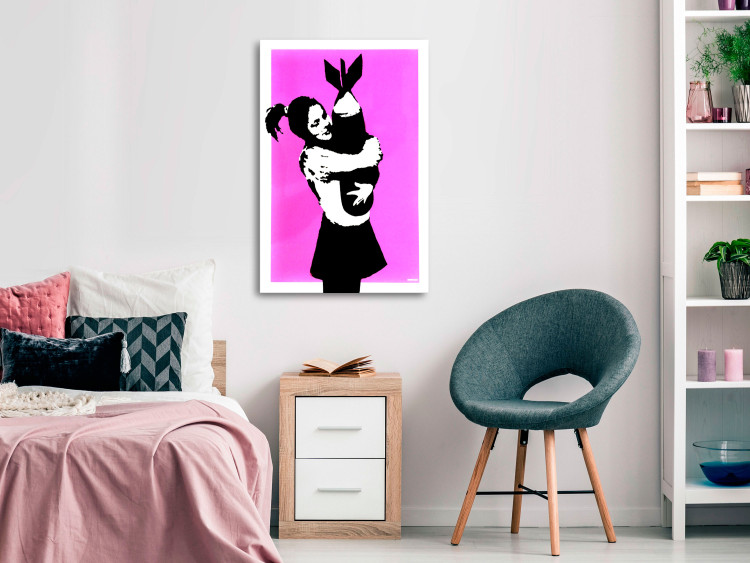 Canvas Bomb Hug (1-piece) Vertical - street art of a woman with a bomb 132415 additionalImage 3