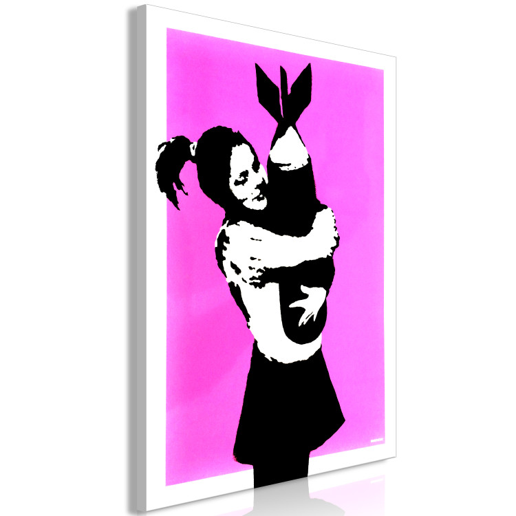 Canvas Bomb Hug (1-piece) Vertical - street art of a woman with a bomb 132415 additionalImage 2