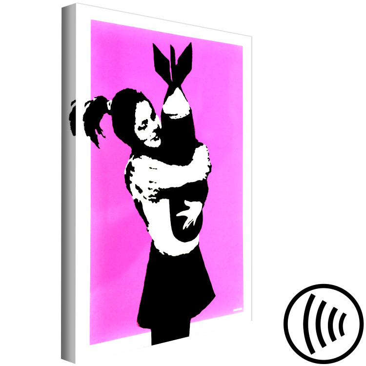 Canvas Bomb Hug (1-piece) Vertical - street art of a woman with a bomb 132415 additionalImage 6