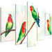 Canvas Art Print Lovebirds (5-piece) Wide - colorful birds and leaves 142315 additionalThumb 2
