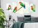 Canvas Art Print Lovebirds (5-piece) Wide - colorful birds and leaves 142315 additionalThumb 3