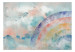 Wall Mural Rainbow dreams - landscape with clouds and flying birds in watercolour style 142515 additionalThumb 1