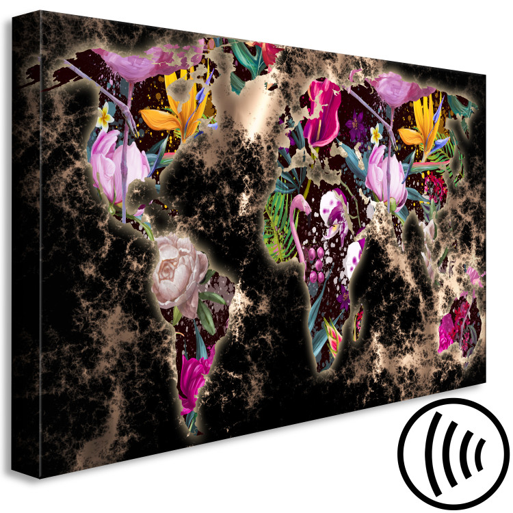 Canvas Art Print Jungle Flower Map (1-piece) Wide - colorful abstraction 143415 additionalImage 6