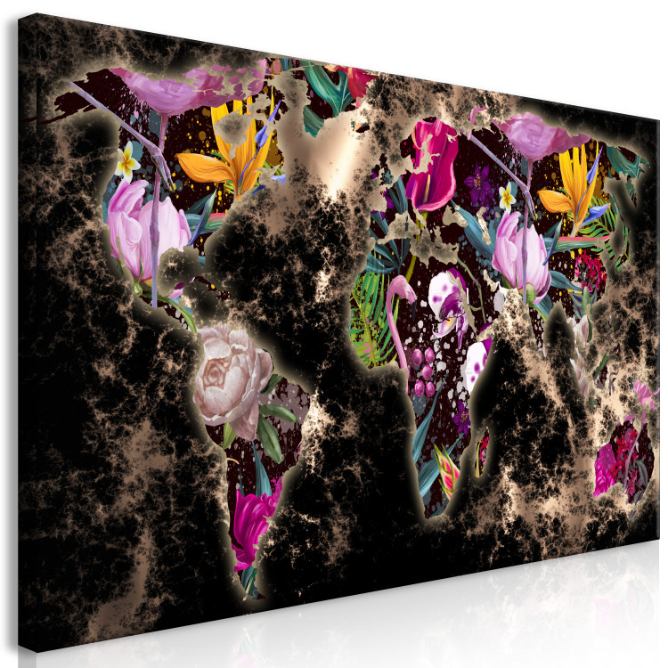 Canvas Art Print Jungle Flower Map (1-piece) Wide - colorful abstraction 143415 additionalImage 2