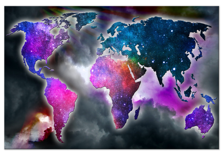Canvas Galactic Continents (1-piece) Wide - colorful world map 143715