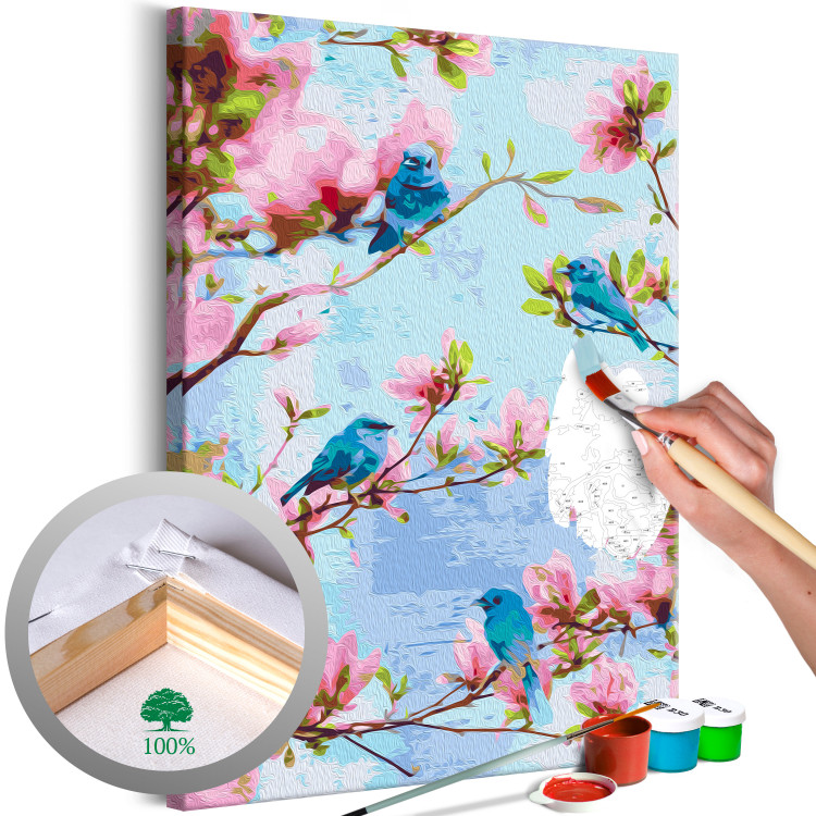Paint by number Spring Time Songs - Blue Birds Between Cherry Blossoms 144615