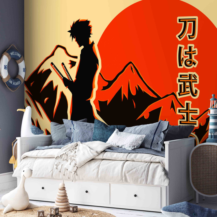 Wall Mural Lonely Samurai - Japanese Inscription, Mountain Landscape and Anime Character 145515 additionalImage 5