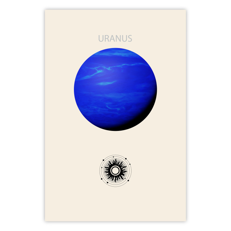 Poster Blue Uranus - Gas Giant with a Solar System in Shades of Blue 146315