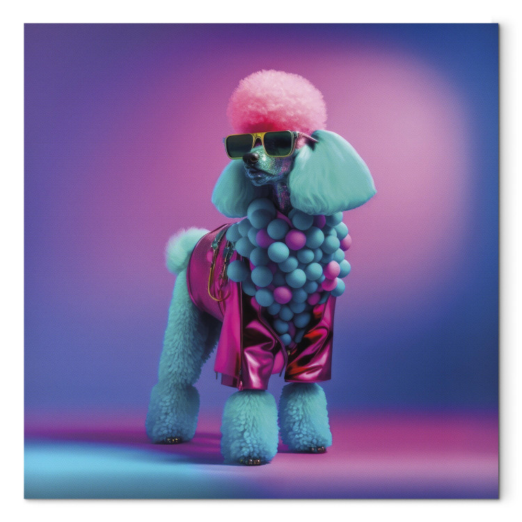 Canvas Print AI Dog Poodle - Fluffy Animal in a Fashionable Colorful Outfit - Square 150115 additionalImage 7