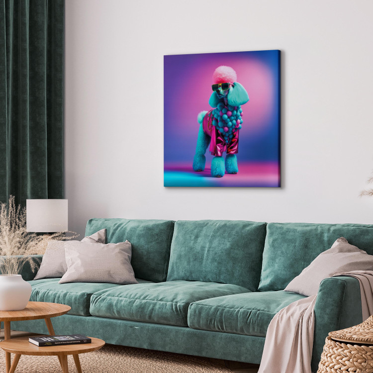 Canvas Print AI Dog Poodle - Fluffy Animal in a Fashionable Colorful Outfit - Square 150115 additionalImage 11