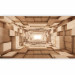 Wall Mural Wooden blocks ... II - modernist abstraction of a tunnel made of geometric figures in a wooden pattern on a brown background 90415 additionalThumb 1