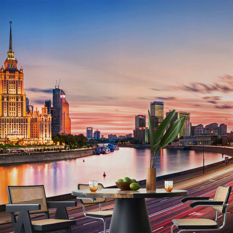 Wall Mural Moscow Russia - night skyline with skyscraper and coloured lights 95015 additionalImage 6