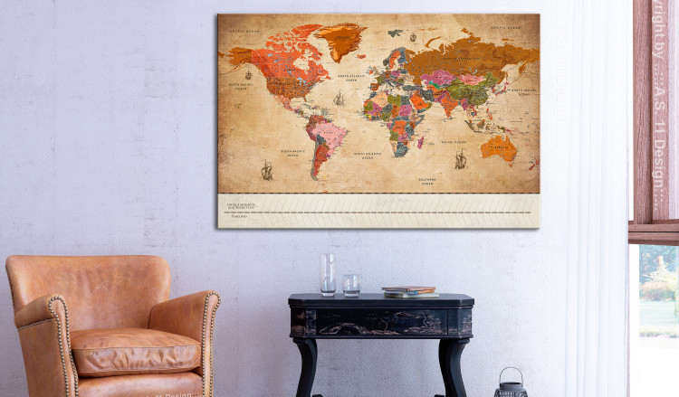 Cork Pinboard Map with Timelime (Vintage) [Cork Map] 114225 additionalImage 3