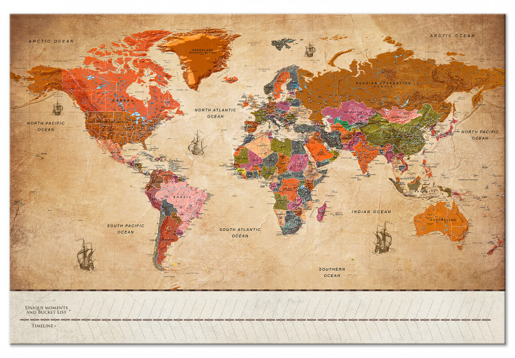 Cork Pinboard Map with Timelime (Vintage) [Cork Map] 114225 additionalImage 2