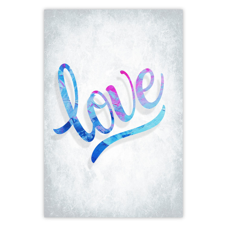 Wall Poster Love Composition - colorful English text "love" on a bright background 114425