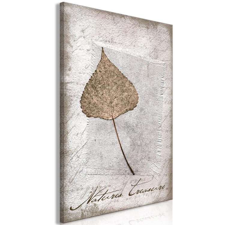 Canvas Leaf in Rustic Frame (1-part) - Nature on Textured Background 115025 additionalImage 2