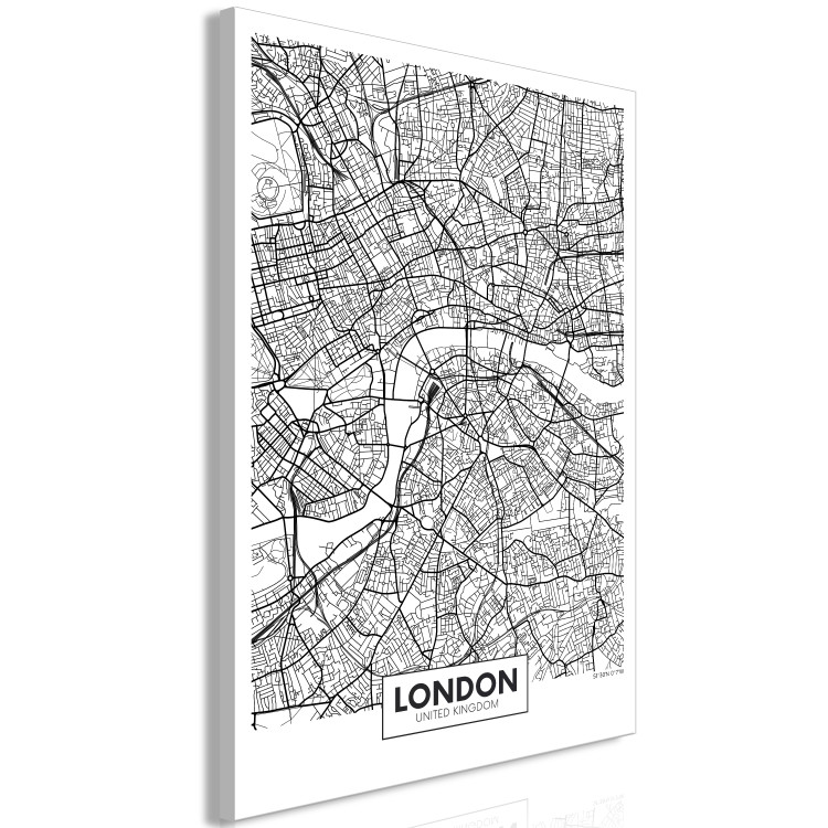 Canvas Streets of London - black and white linear map of a english city 116325 additionalImage 2