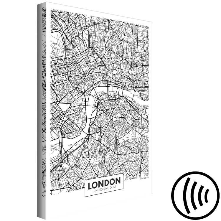 Canvas Streets of London - black and white linear map of a english city 116325 additionalImage 6