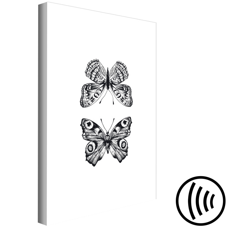 Canvas Print Butterflies in love - two black and white butterflies in line art 116925 additionalImage 6