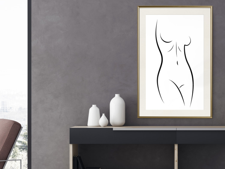 Wall Poster Ideal Body - black and white simple composition with woman's silhouette 117225 additionalImage 21