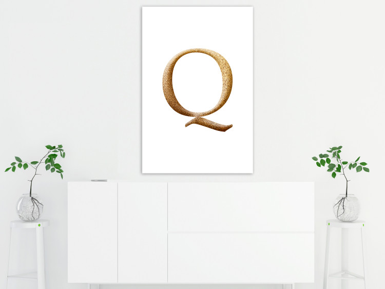 Canvas Q - minimalist golden letter with texture imitation on white 118325 additionalImage 3
