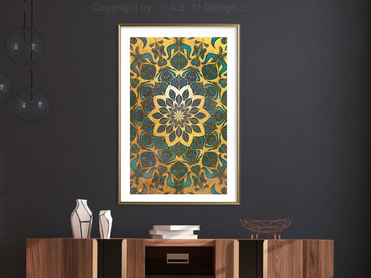Wall Poster Gold of India - composition with a Zen-style Mandala in golden tones 119025 additionalImage 13