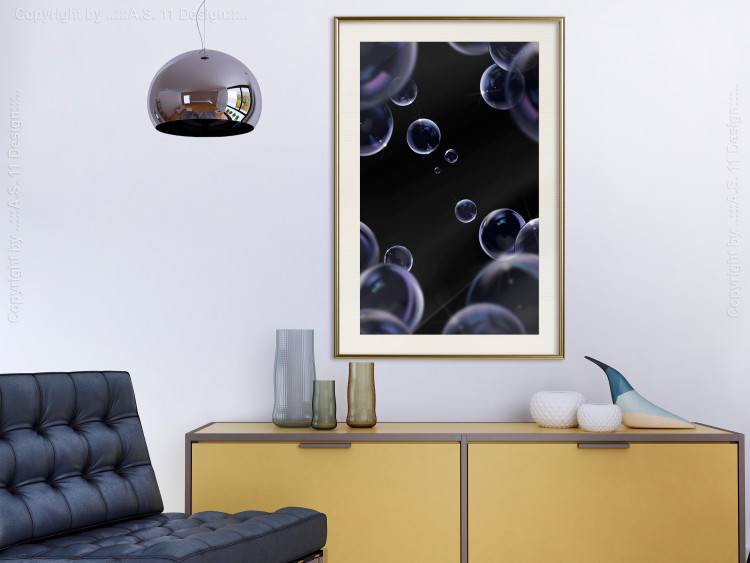 Wall Poster Lightness of Being - soap bubbles on a black background in an abstract motif 122625 additionalImage 21
