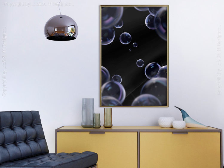 Wall Poster Lightness of Being - soap bubbles on a black background in an abstract motif 122625 additionalImage 7