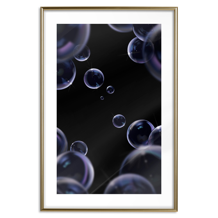 Wall Poster Lightness of Being - soap bubbles on a black background in an abstract motif 122625 additionalImage 16
