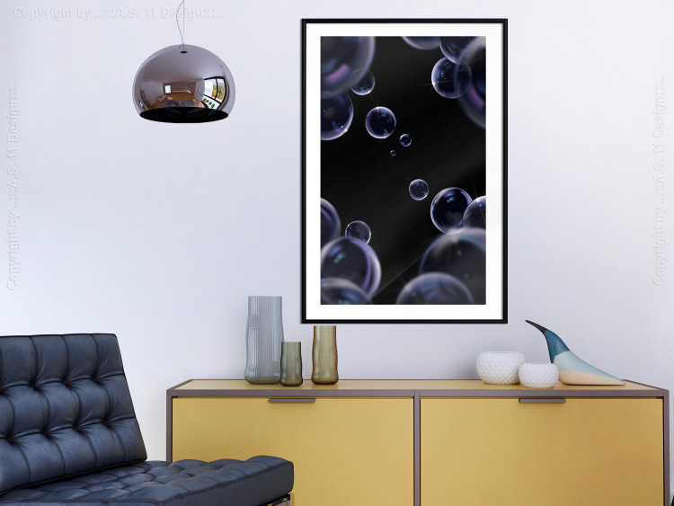 Wall Poster Lightness of Being - soap bubbles on a black background in an abstract motif 122625 additionalImage 6