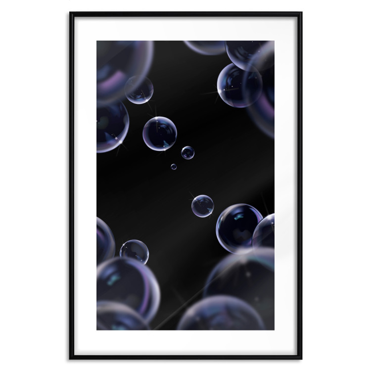 Wall Poster Lightness of Being - soap bubbles on a black background in an abstract motif 122625 additionalImage 15