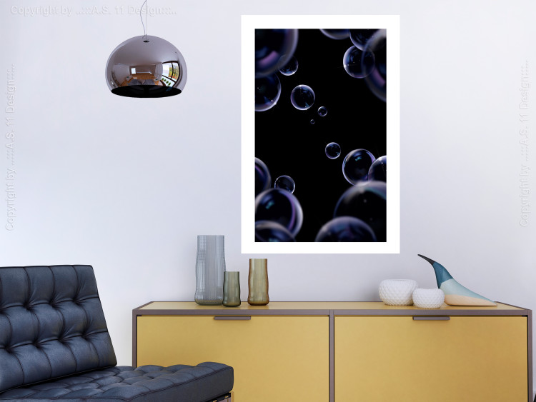 Wall Poster Lightness of Being - soap bubbles on a black background in an abstract motif 122625 additionalImage 2