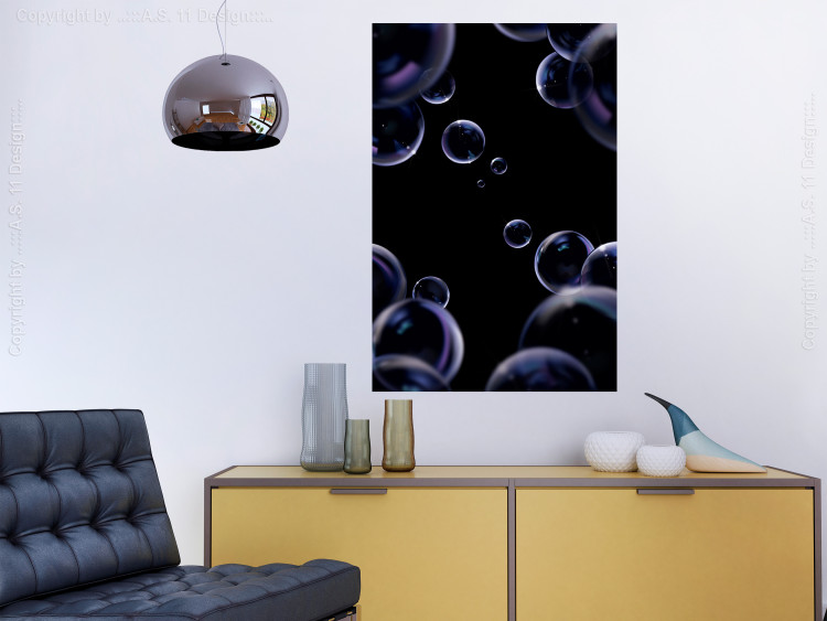 Wall Poster Lightness of Being - soap bubbles on a black background in an abstract motif 122625 additionalImage 23