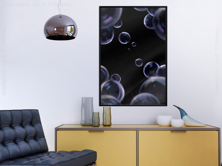 Wall Poster Lightness of Being - soap bubbles on a black background in an abstract motif 122625 additionalImage 5